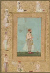 Ein Höfling, aus dem späten Shahjahan-Album, abgelöstes Manuskriptfolio, ca. 1650